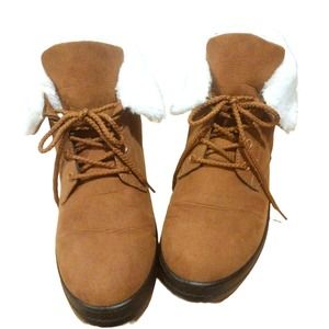 💸💲$14 Designer Look Fleece Lined Brown Suede Boots Women's Size 11